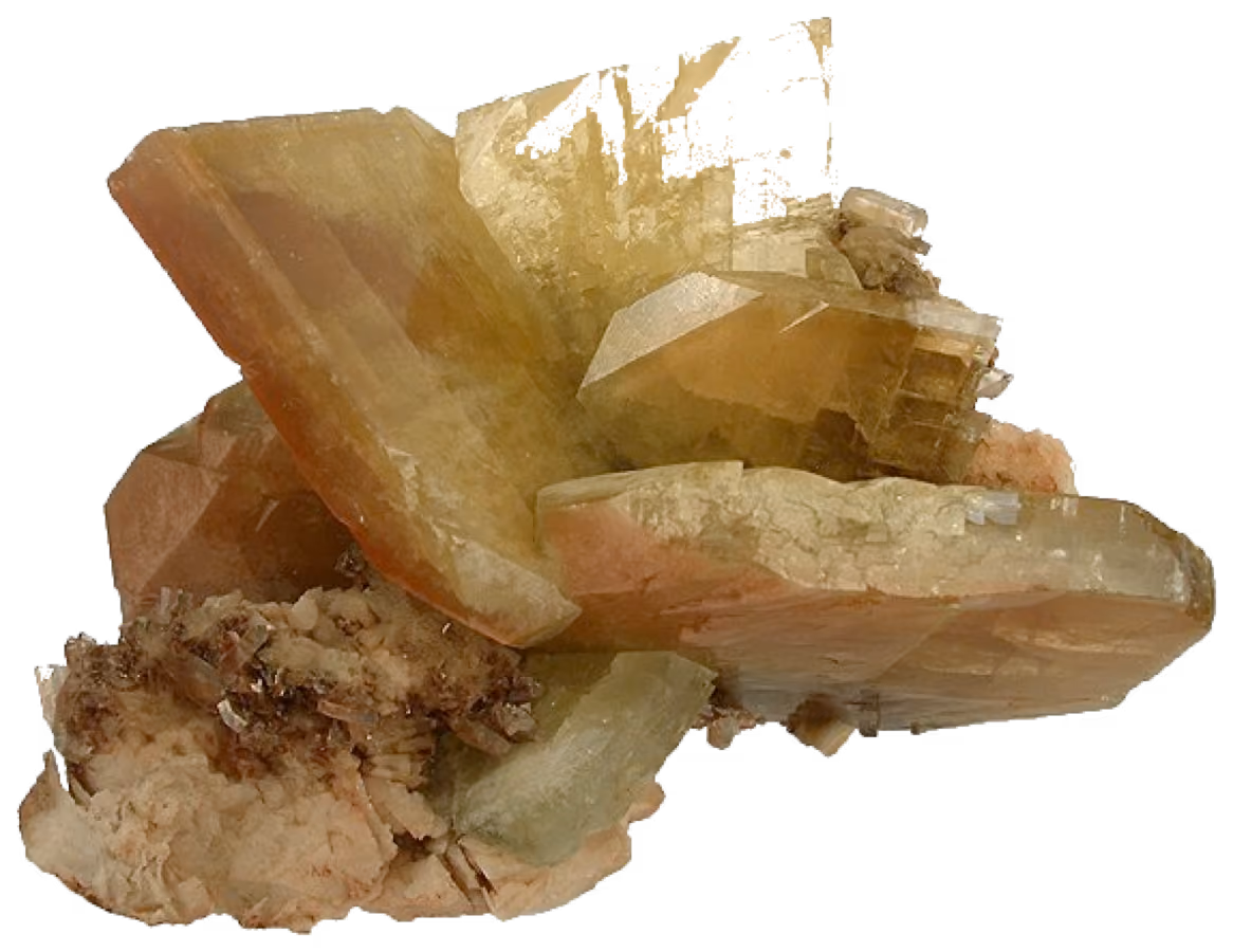 Specimen of golden barite crystals