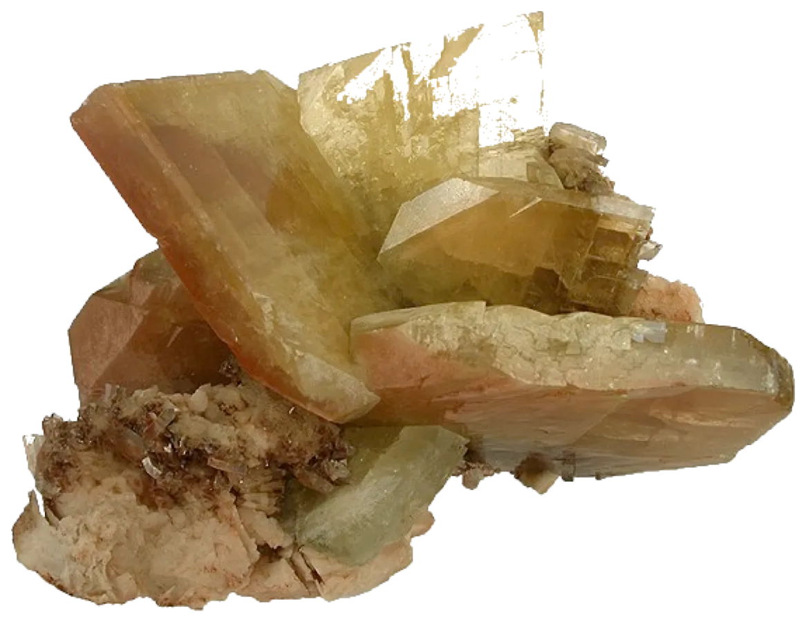 Specimen of golden barite crystals