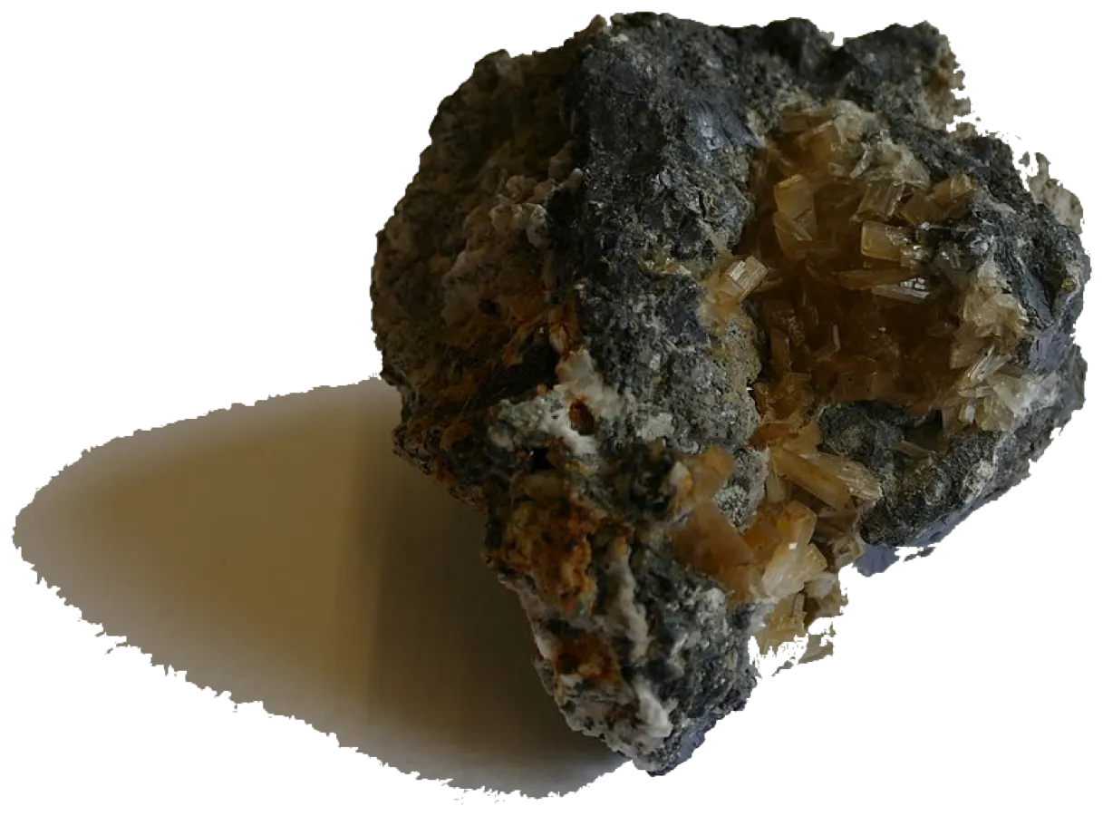 Specimen of galena with associated minerals