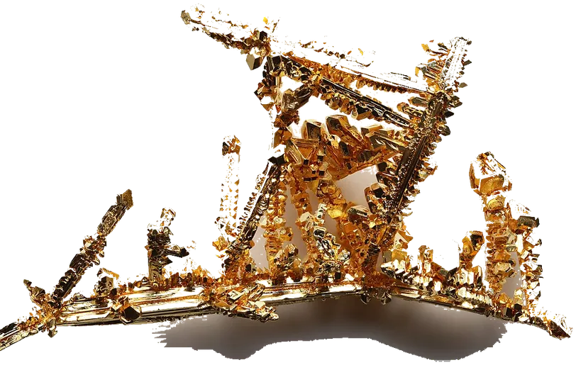 Specimen of native gold crystals