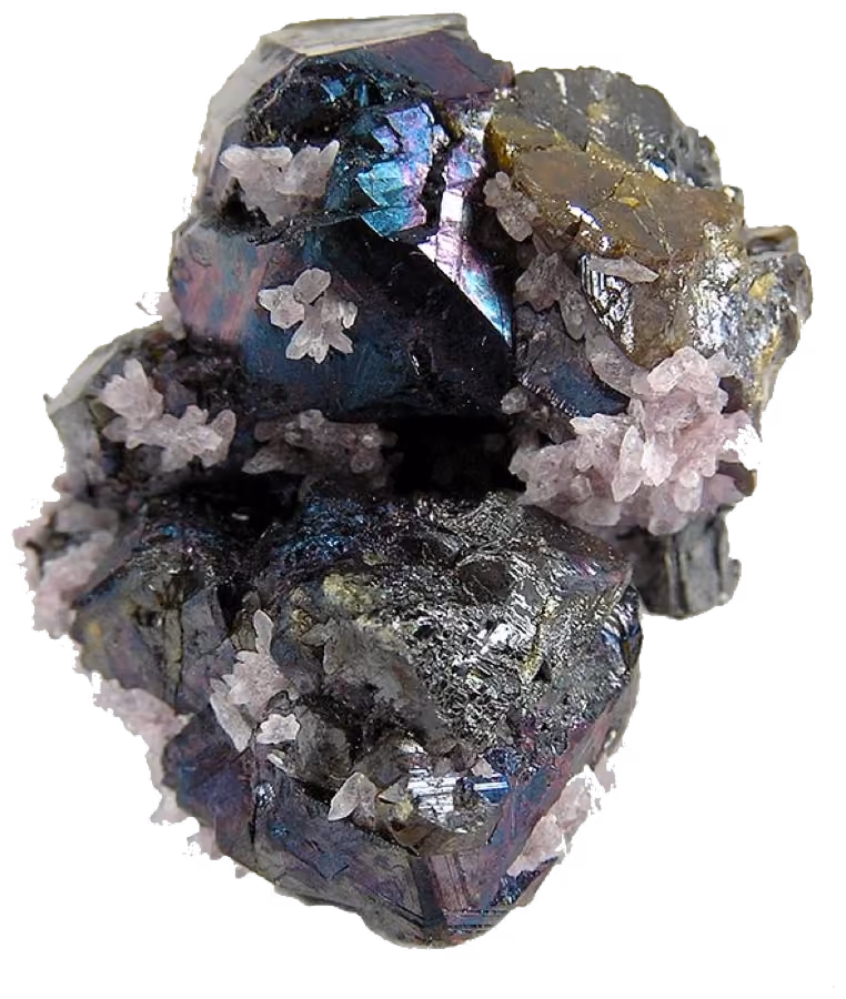 Specimen of sphalerite with quartz crystals