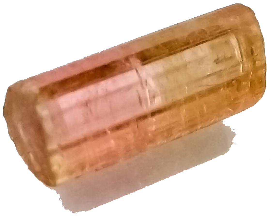 Specimen of bicoloured tourmaline crystal